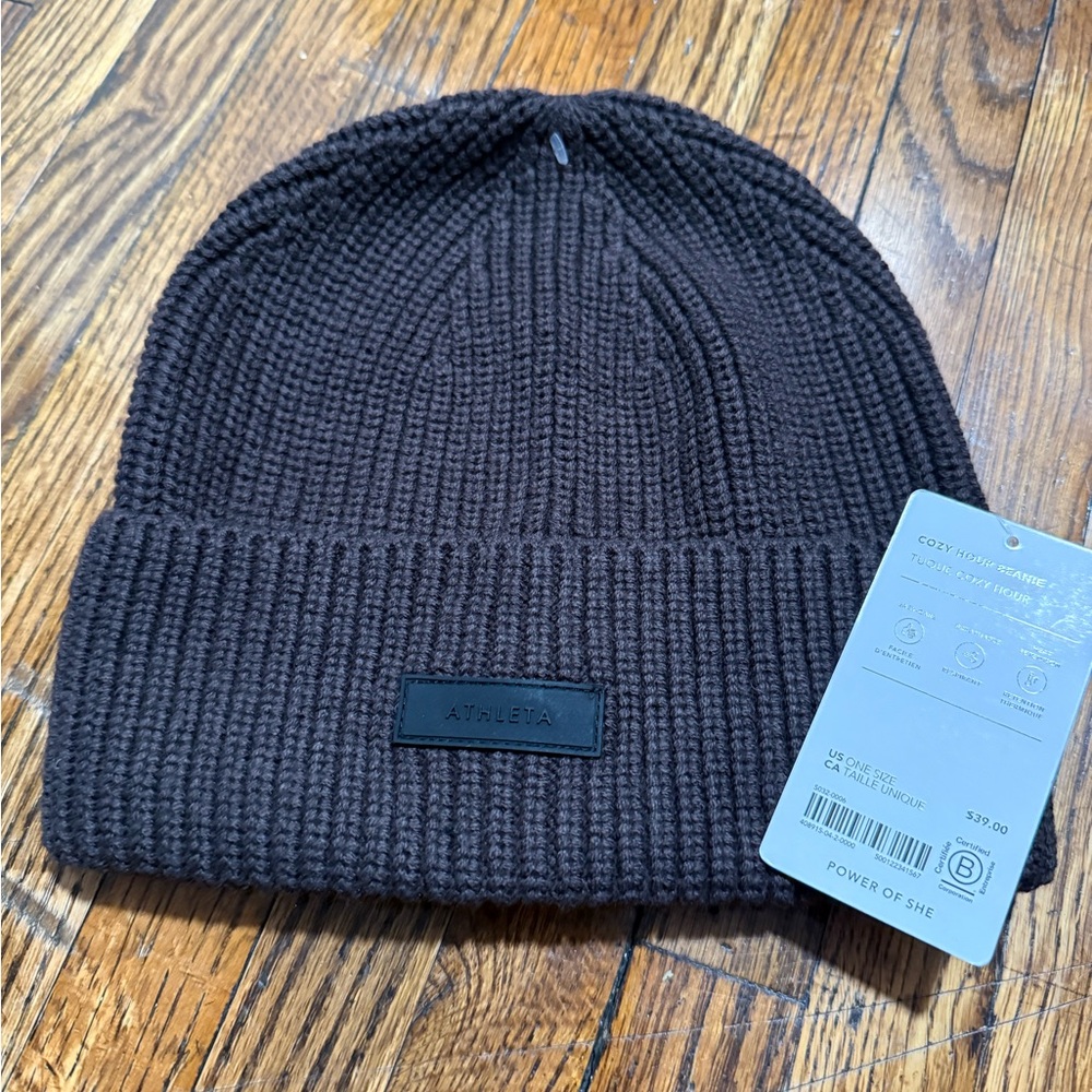 NWT Athleta Cozy Hour Knit Beanie - Dark Gray
